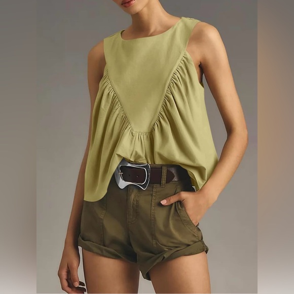 Women's Flowy Peplum Tank – Sleeveless Casual Summer Top, Olive Green, XL - NWT - Picture 4 of 10